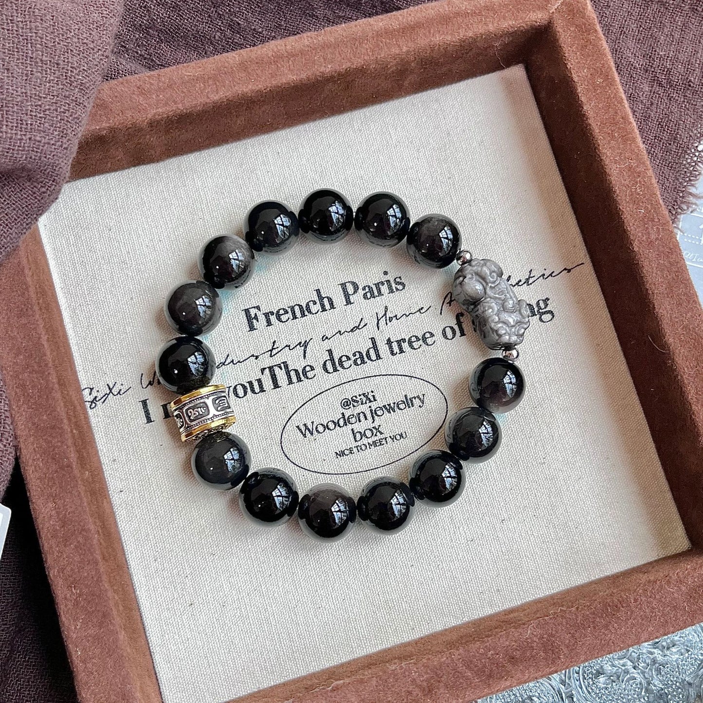 Pixiu Bracelet with the Six-Syllable Mantra