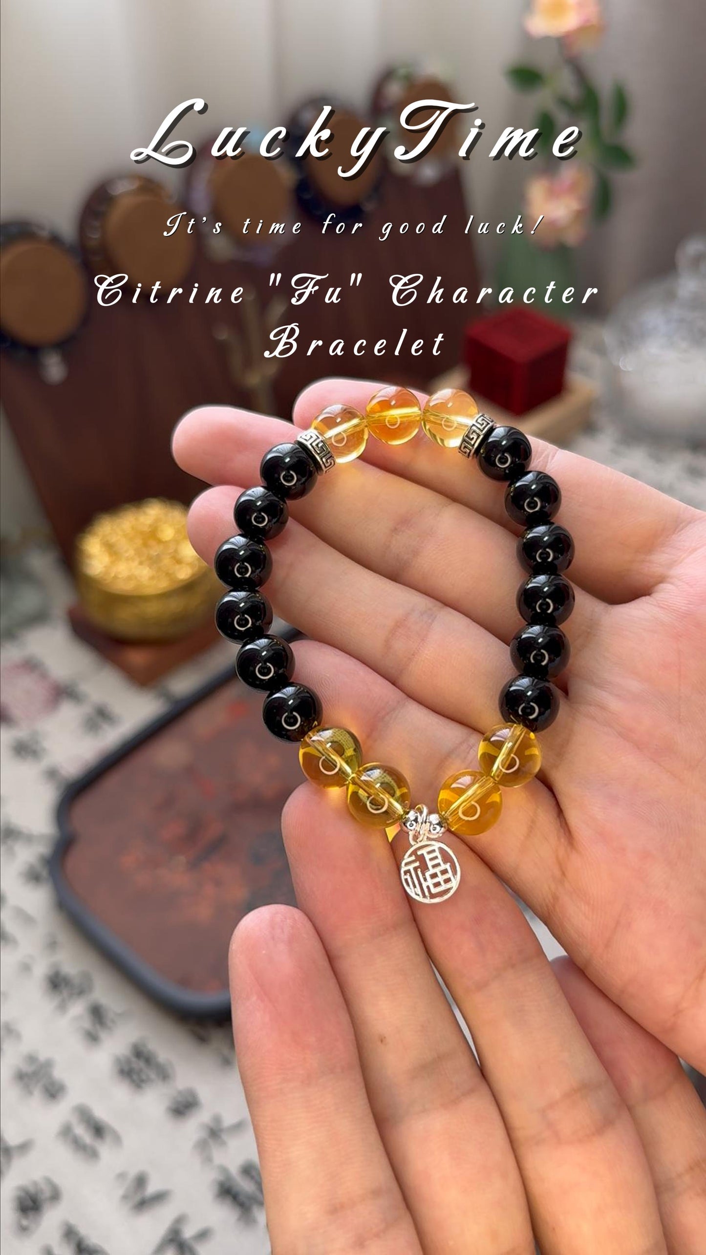 Citrine Fu Character Bracelet