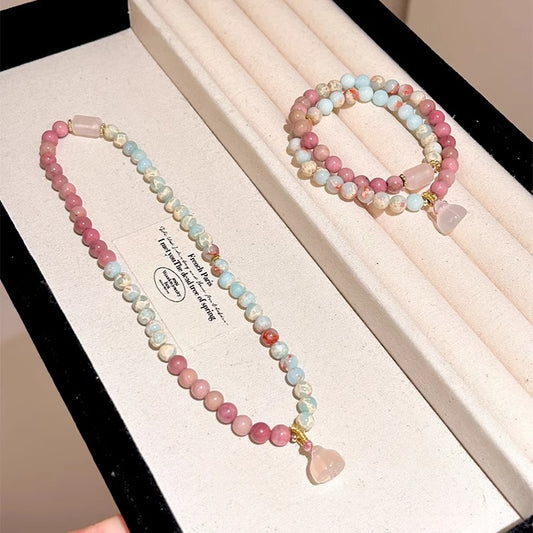 Shoushan Stone Lotus Root Pendant Bracelet