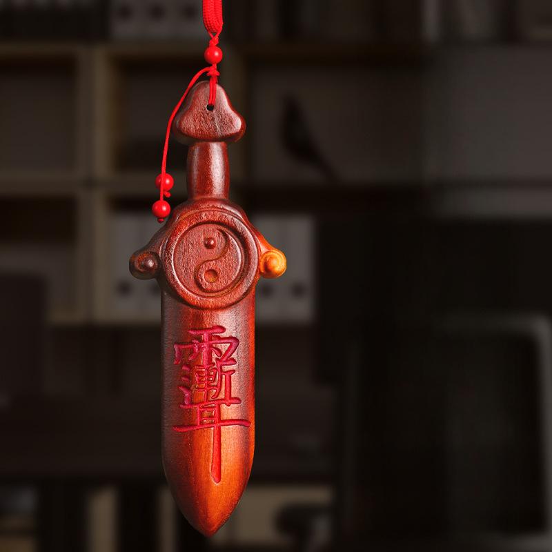 Thunderstruck Peach Wood Sword Car Pendant