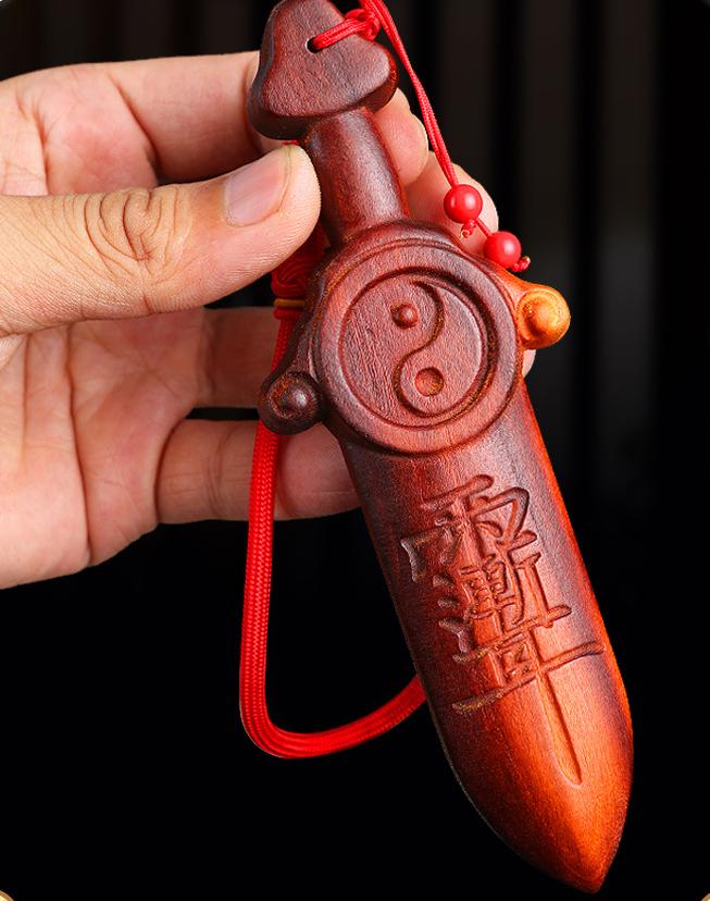 Thunderstruck Peach Wood Sword Car Pendant